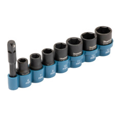 Set de 8 capete tubulare de impact 6–13 mm, 1/4", Makita E-12289