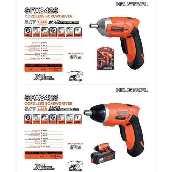 Surubelnita cu acumulator 3.6V 1.3 Ah Li-Ion SomaFix 